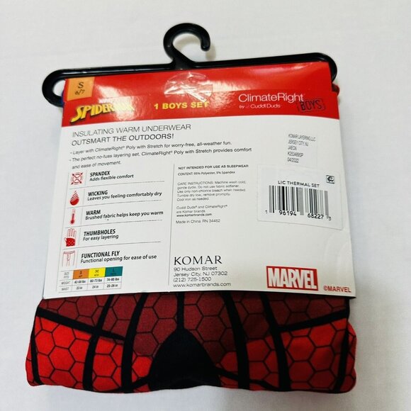 Boys Large 10 12 Warm Underwear/  PJs Spiderman  Long Sleeve Crew & Pant W/ Fly - Picture 11 of 11